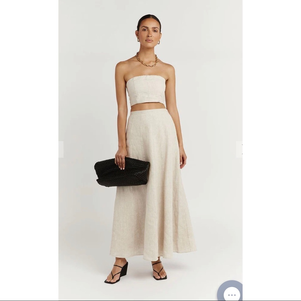 DISSH JONES NATURAL LINEN PANEL SKIRT SET BNWT